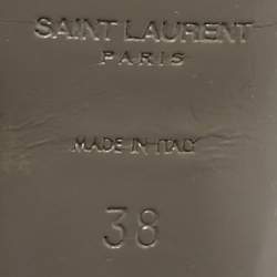 Saint Laurent Olive Green Patent Leather Tribute Platform Sandals Size 38