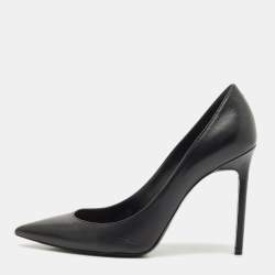 Saint Laurent Black Leather Anja Pointed Toe Pumps Size 39.5