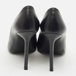 Saint Laurent Black Leather Anja Pointed Toe Pumps Size 39.5