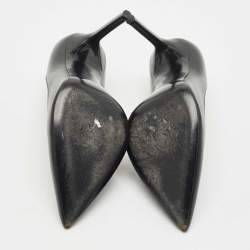 Saint Laurent Black Leather Anja Pointed Toe Pumps Size 39.5
