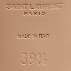 Pre Owned Saint Laurent Beige Patent Leather Tribute Platform Sandals Size 39.5