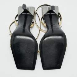 Saint Laurent Gold Leather Pam Sandals Size 36.5