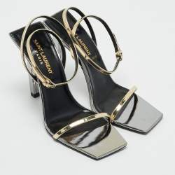 Saint Laurent Gold Leather Pam Sandals Size 36.5