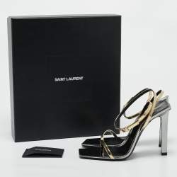 Saint Laurent Gold Leather Pam Sandals Size 36.5