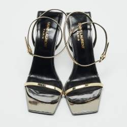 Saint Laurent Gold Leather Pam Sandals Size 36.5