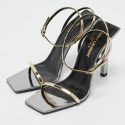 Saint Laurent Gold Leather Pam Sandals Size 36.5