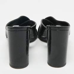 Pre Owned Saint Laurent Black Leather Loulou Criss Cross Block Heel Sandals Size 40