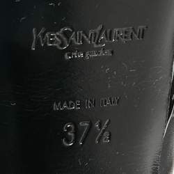 Pre Owned Saint Laurent Black Patent Leather Palais B 105 Peep Toe Bow  Pumps Size 37.5