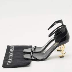 Pre Owned Saint Laurent Black Patent Leather Opyum Sandals Size 40