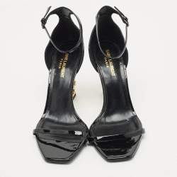 Pre Owned Saint Laurent Black Patent Leather Opyum Sandals Size 40