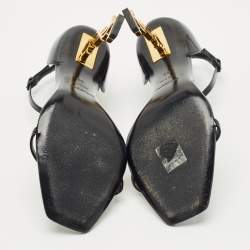 Pre Owned Saint Laurent Black Patent Leather Opyum Sandals Size 40