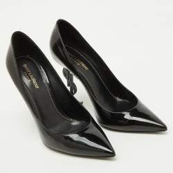 Saint Laurent Black Patent Leather Opyum Pointed Toe Pumps Size 41