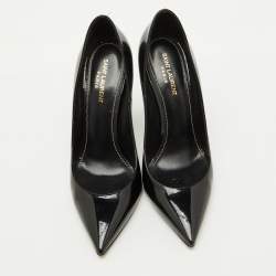 Saint Laurent Black Patent Leather Opyum Pointed Toe Pumps Size 41