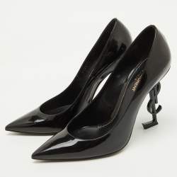 Saint Laurent Black Patent Leather Opyum Pointed Toe Pumps Size 41