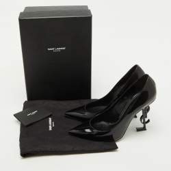 Saint Laurent Black Patent Leather Opyum Pointed Toe Pumps Size 41