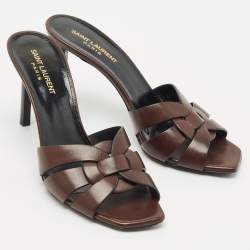 مملوكة مسبقًا صندل سان لوران تريبيوت جلد موف مقاس 37