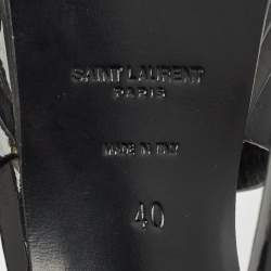 مملوكة مسبقًا Saint Laurent Black Patent Leather Tribute Ankle Strap Sandals Size 40