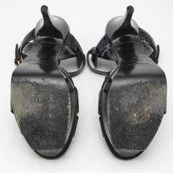 مملوكة مسبقًا Saint Laurent Black Patent Leather Tribute Platform Sandals Size 39