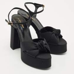 Saint Laurent  Black Canvas Candy Platform Sandals Size 40