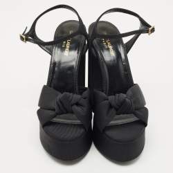 Saint Laurent  Black Canvas Candy Platform Sandals Size 40