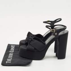 Saint Laurent  Black Canvas Candy Platform Sandals Size 40