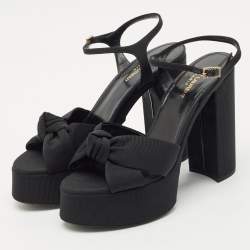 Saint Laurent  Black Canvas Candy Platform Sandals Size 40