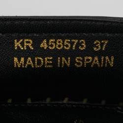 Pre Owned Saint Laurent Black Leather Logo Espadrille Flats Size 37