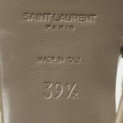 Pre Owned Saint Laurent Olive Green Patent Leather Tribute Platform Sandals Size 39.5