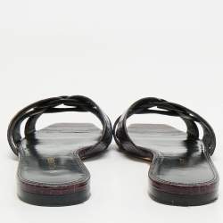 Saint Laurent Purple Croc Embossed Leather Tribute Flat Slides Size 39.5