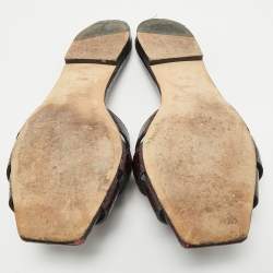 Saint Laurent Purple Croc Embossed Leather Tribute Flat Slides Size 39.5