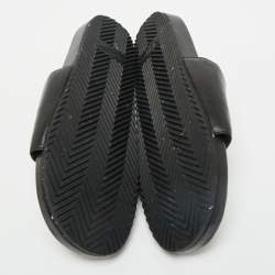 Pre Owned Saint Laurent Black Leather Joan Flat Slide Sandals Size 36.5