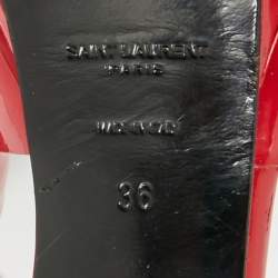 Pre Owned Saint Laurent Red Patent Leather Ankle Strap Platform Sandals Size 36