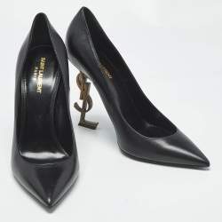 Pre Owned Saint Laurent Black Leather Opyum Pumps Size 41