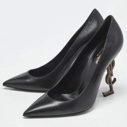 Pre Owned Saint Laurent Black Leather Opyum Pumps Size 41