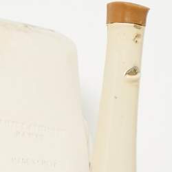 Pre Owned Saint Laurent Cream Patent Leather Tribute Platform Sandals Size 39.5