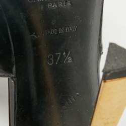 Pre Owned حذاء كعب عالي سان لوران لي جلد أسود بمشبك خلفي مقاس 37.5