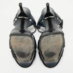 مملوكة مسبقًا صندل سان لوران تريبيوت كاحل سويدي أسود كوارتز سير مقاس 37