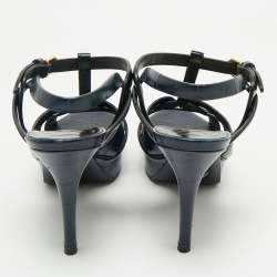 مملوكة مسبقًا صندل سان لوران تريبيوت كاح�ل سويدي أسود كوارتز سير مقاس 37