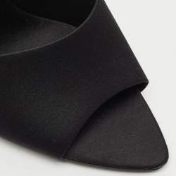 Pre Owned Saint Laurent Black Satin Romy Slide Sandals Size 40