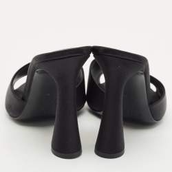 Pre Owned Saint Laurent Black Satin Romy Slide Sandals Size 40