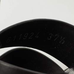 Pre Owned صندل سان لوران \"تريبوت\" جلد أسود نعل إسفين حبال قياس 37.5