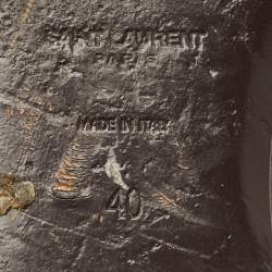 Pre Owned Saint Laurent Burgundy Leather Tribute Flat Slides Size 40