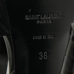 Pre Owned Saint Laurent Black Leather Tribute Platform Sandals Size 38