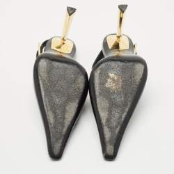 Pre Owned Saint Laurent Black Leather Lee Slingback Pumps Size 39