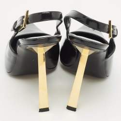 Pre Owned Saint Laurent Black Leather Lee Slingback Pumps Size 39