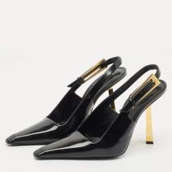 Pre Owned Saint Laurent Black Leather Lee Slingback Pumps Size 39