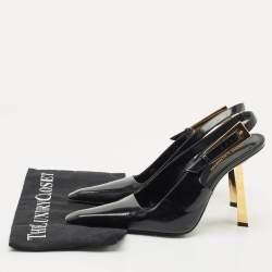 Pre Owned Saint Laurent Black Leather Lee Slingback Pumps Size 39