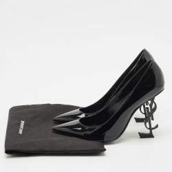 مملوكة مسبقًا Saint Laurent Black Patent Leather Opyum Pointed Toe Pumps Size 38.5
