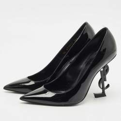 مملوكة مسبقًا Saint Laurent Black Patent Leather Opyum Pointed Toe Pumps Size 38.5