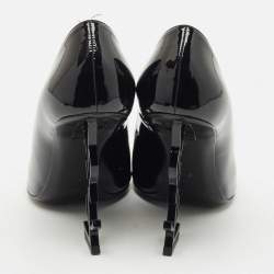 مملوكة مسبقًا Saint Laurent Black Patent Leather Opyum Pointed Toe Pumps Size 38.5